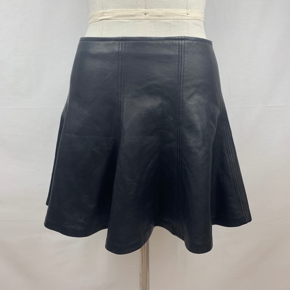 Polo Ralph Lauren A-Line Leather Mini Skater Skirt - Picture 3 of 8